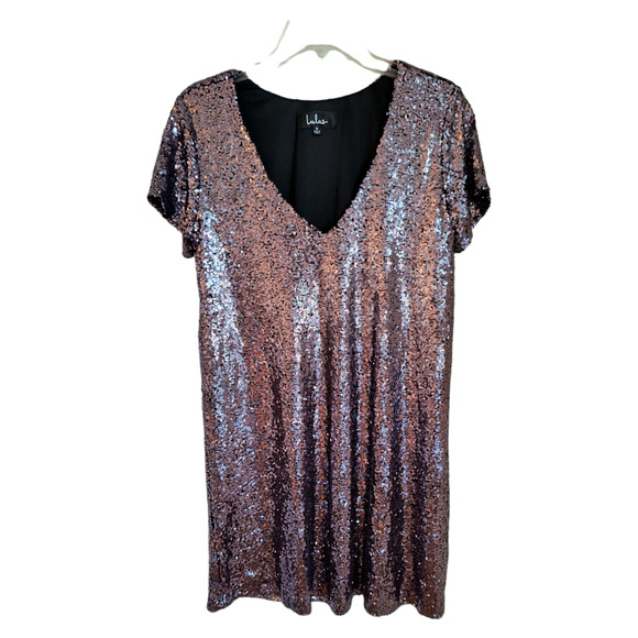 Lulus Light Up The Night Sequin Dress Women's Size S Purple Mini Shift Lined - Picture 5 of 14